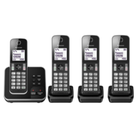 Panasonic KX-TGD324ALB Quad Cordless Phone System with Answering Machine