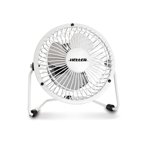 Heller HVF10UWE 10cm High Velocity Mini Metal WHITE Fan with USB