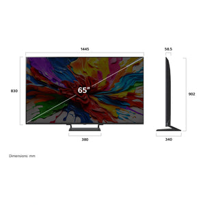 LG 65 Inch QNED evo AI Mini LED QNED93A 4K Smart TV 65QNED93ASA, Dimensions View