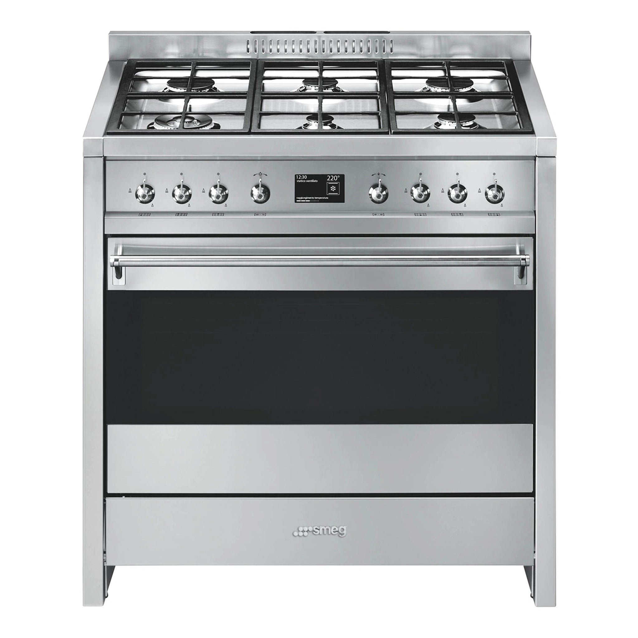 Smeg 90 x 60cm Oven with Freestanding Gas Cooker A11XPY-9, Front View