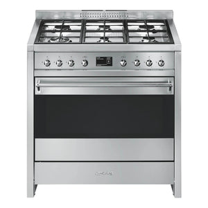 Smeg 90 x 60cm Oven with Freestanding Gas Cooker A11XPY-9, Front View