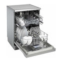 Arc ADW14S 60cm14 Place Freestanding Dishwasher, Front right view, door open with cutleries 