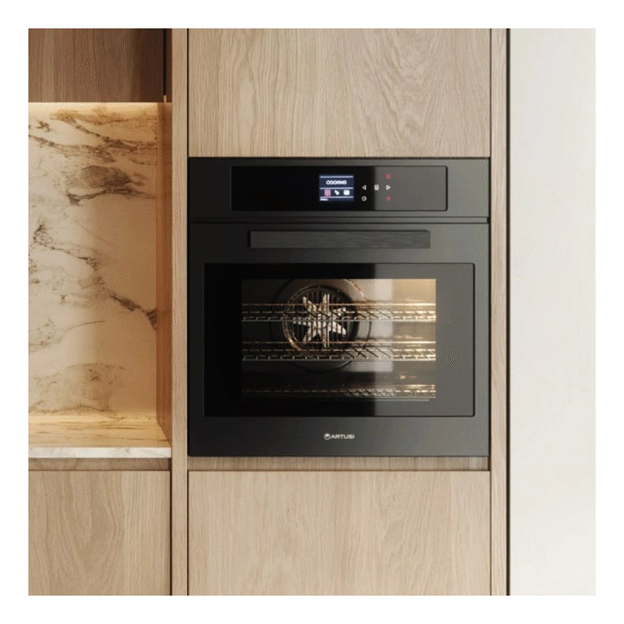 Artusi 60cm Multifunction Built-In Pyrolytic Oven Matte Black AO6000MBP, Lifestyle View