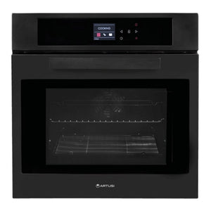 Artusi 60cm Multifunction Electric Built-In Oven Black AO6000MB, Front View
