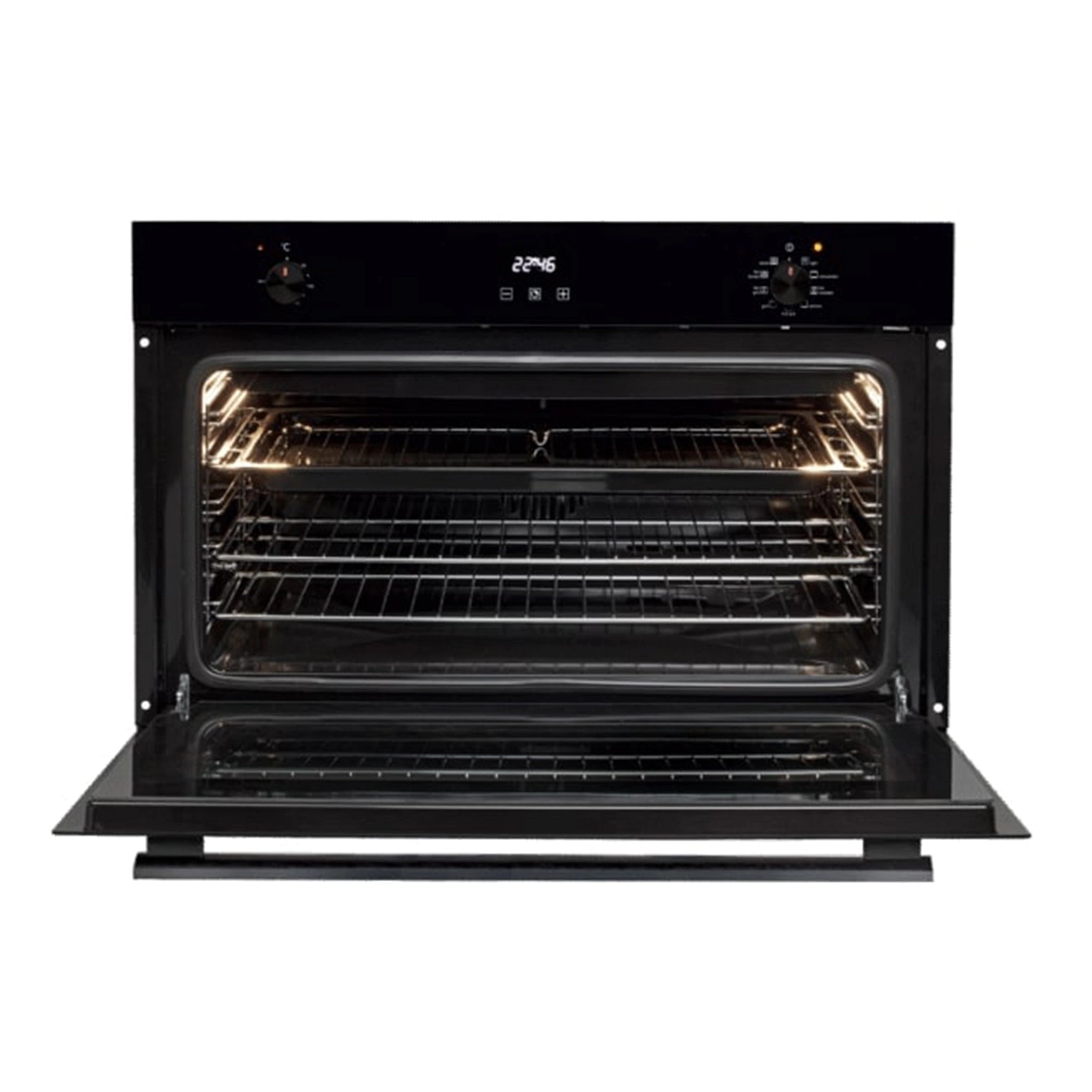 Artusi 90cm Electric Built-In Oven Black AO960B, Front View With Door Open