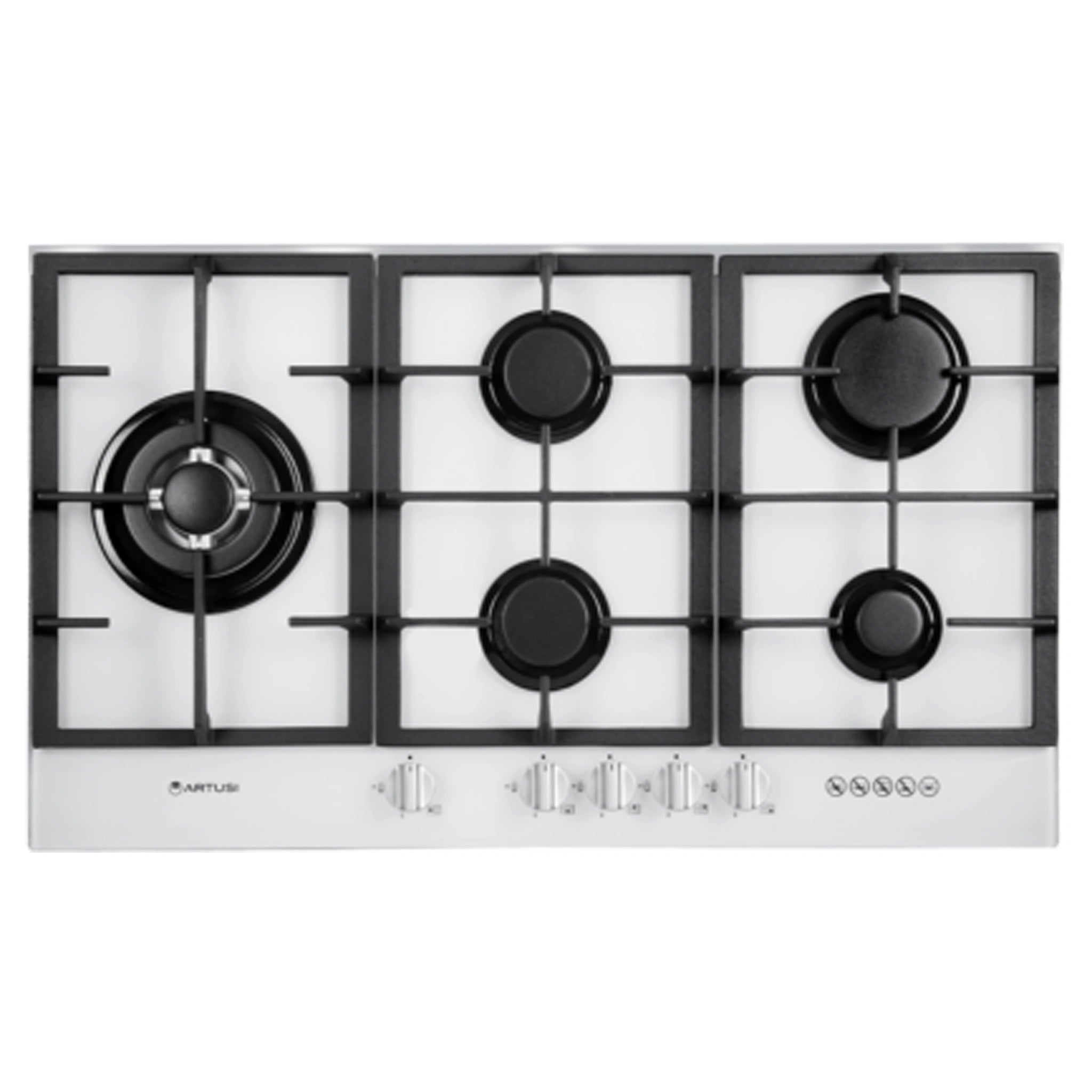 Artusi 90cm 5-Burners Natural Gas Stovetop - Black CAGH9000B, Front View