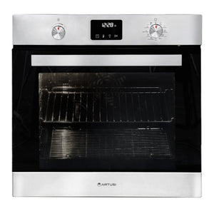 Artusi 60cm Black Glass Pyrolytic Oven CAO610BP, Front View