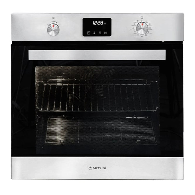 Artusi 60cm Black Glass Pyrolytic Oven CAO610BP, Front View