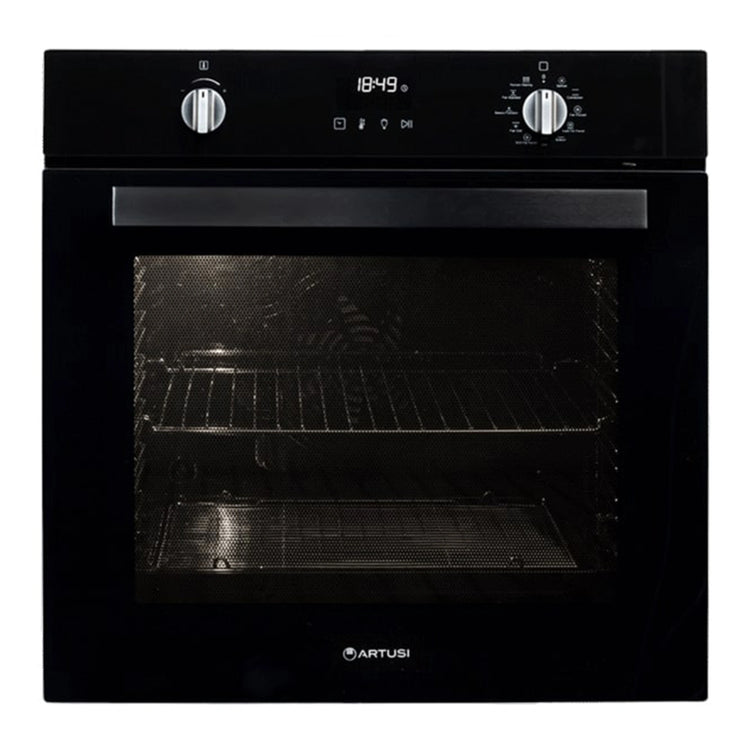 Artusi 60cm Black Glass Pyrolytic Oven CAO610BP, Front View 4