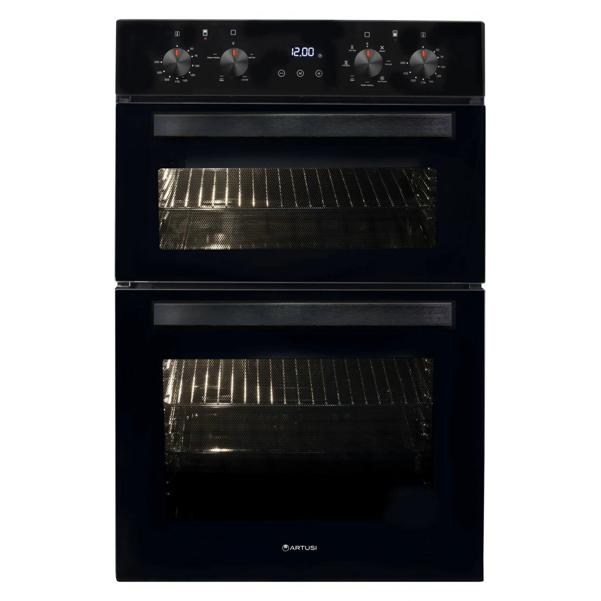 Artusi 60 cm Electric Built-In Double Oven – Black CAO888B, Front View