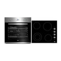 Beko BCPCCF1 Built-in Electric Oven & Ceramic Cooktop Pack, Front and top view