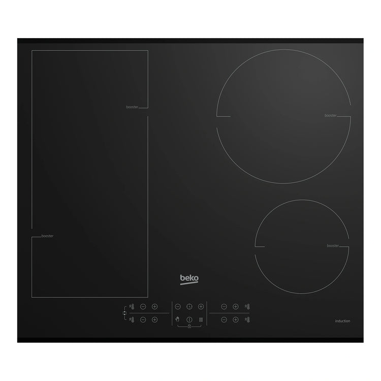 Beko Induction 60cm Built-In Cooktop with Indy Flex Zone BCT600IG, Front View