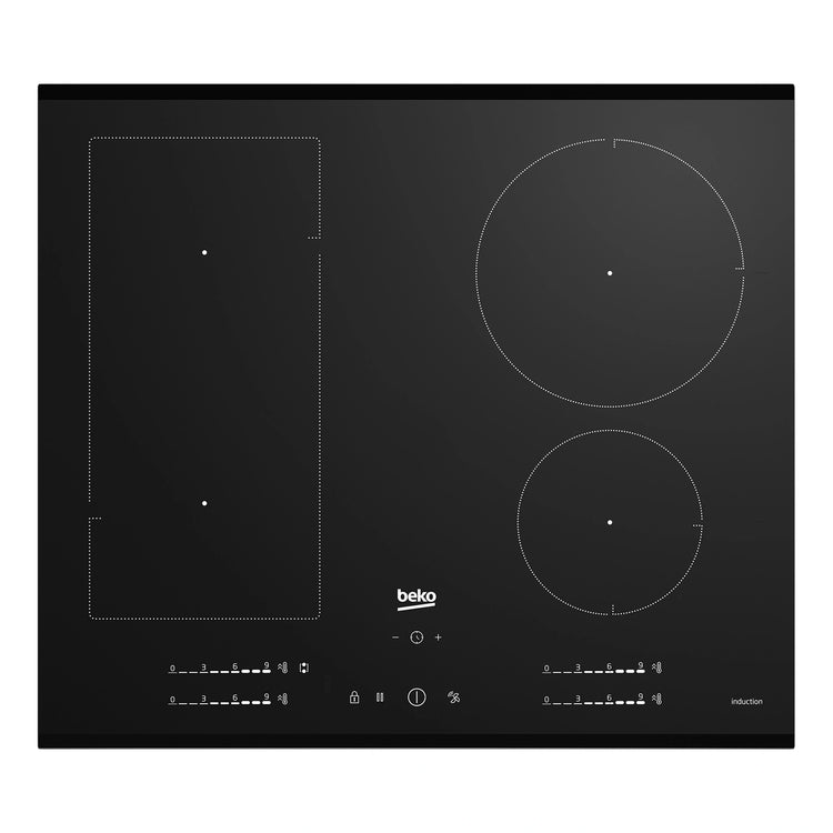 Beko Induction 60cm Built-In Cooktop with Indy Flex Zone BCT601IGN, Front View