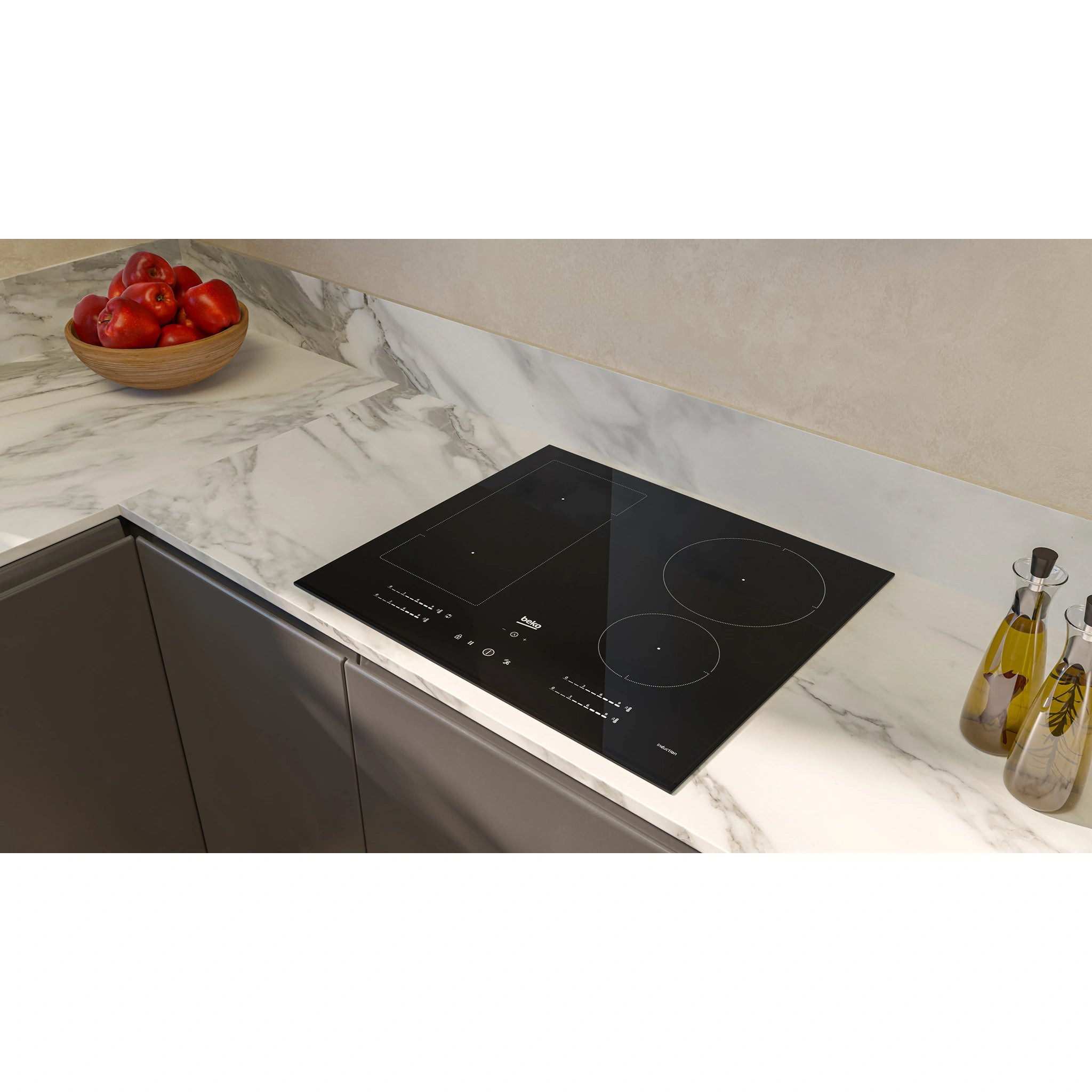 Beko Induction 60cm Built-In Cooktop with Indy Flex Zone BCT601IGN, Lifestyle View