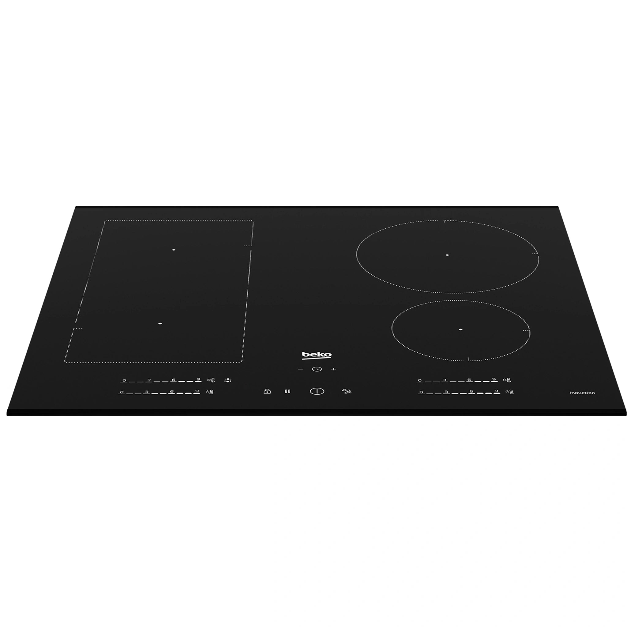 Beko Induction 60cm Built-In Cooktop with Indy Flex Zone BCT601IGN, Top View
