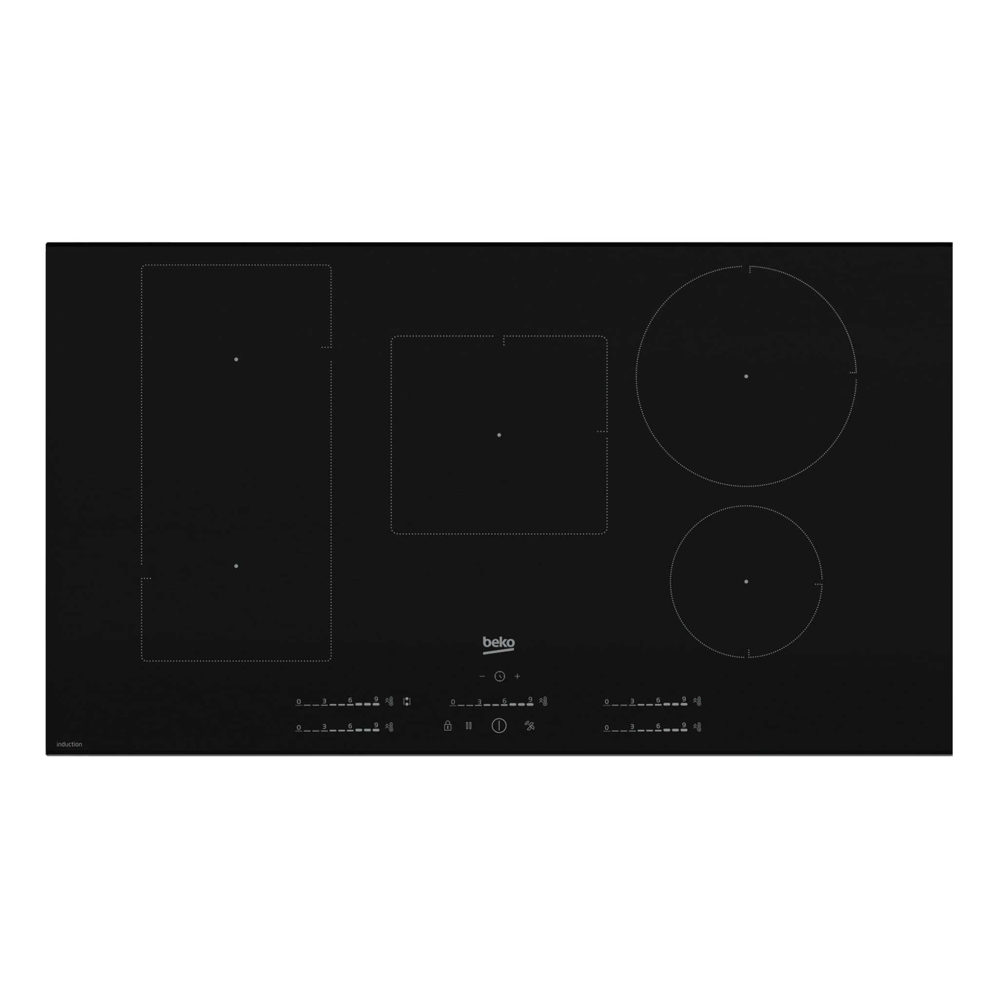 Beko Induction 90cm Built-In Cooktop with Indyflex Zone BCT901IGN, Front View