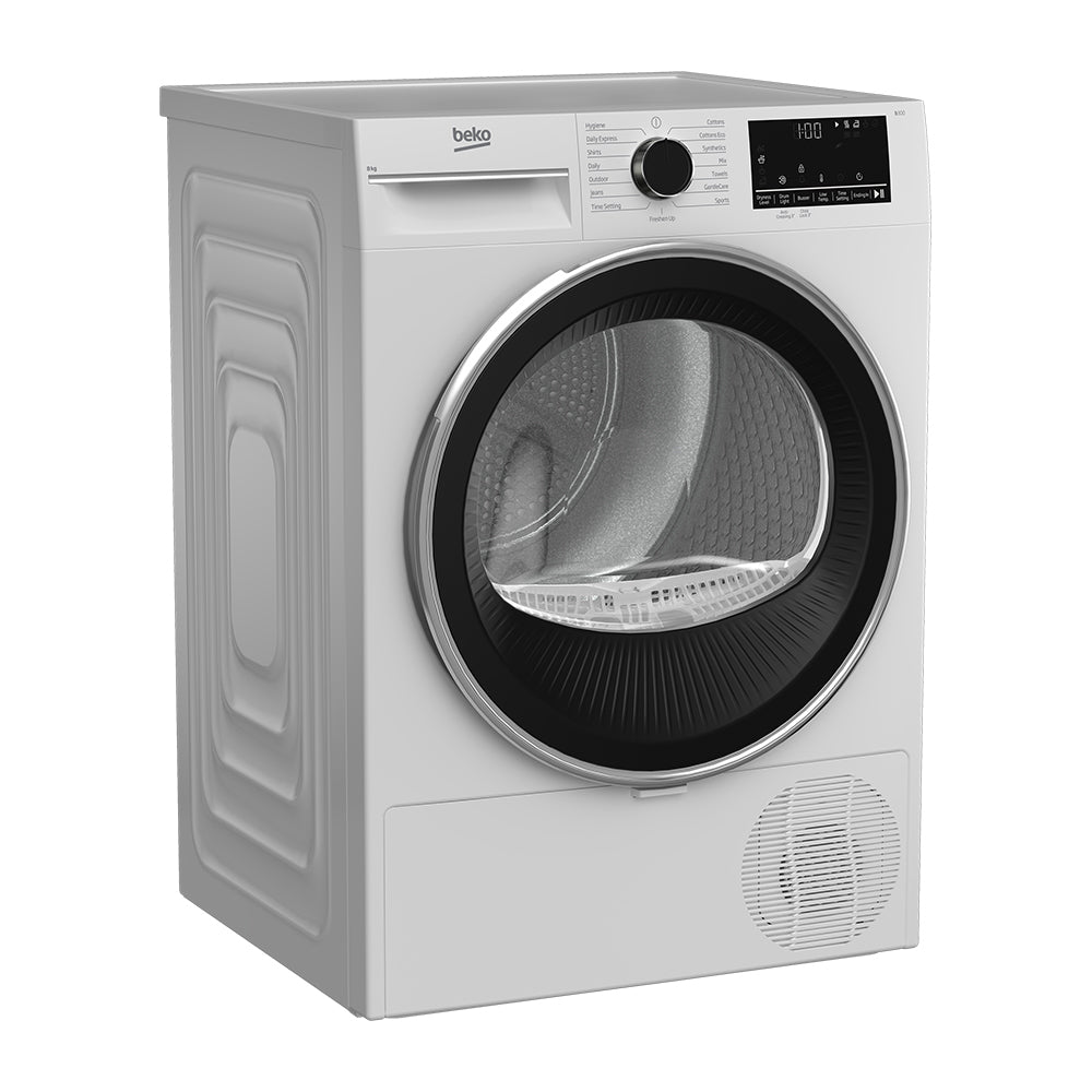 Beko 8kg Sensor Controlled Condenser Tumble Dryer BDCB8020W, Front right view