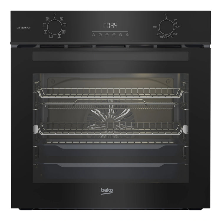 Beko 60cm Multifunction Oven with SteamAdd and Airfry BBO6851MDX, Front View