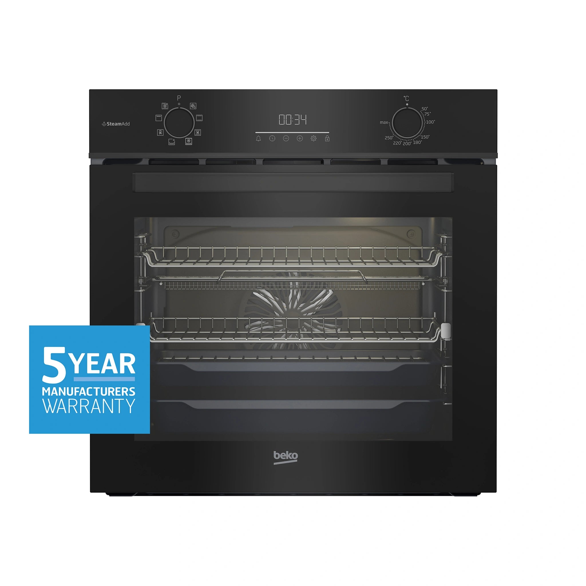 Beko 60cm Multifunction Oven with SteamAdd and Airfry BBO6851MDX, Warranty