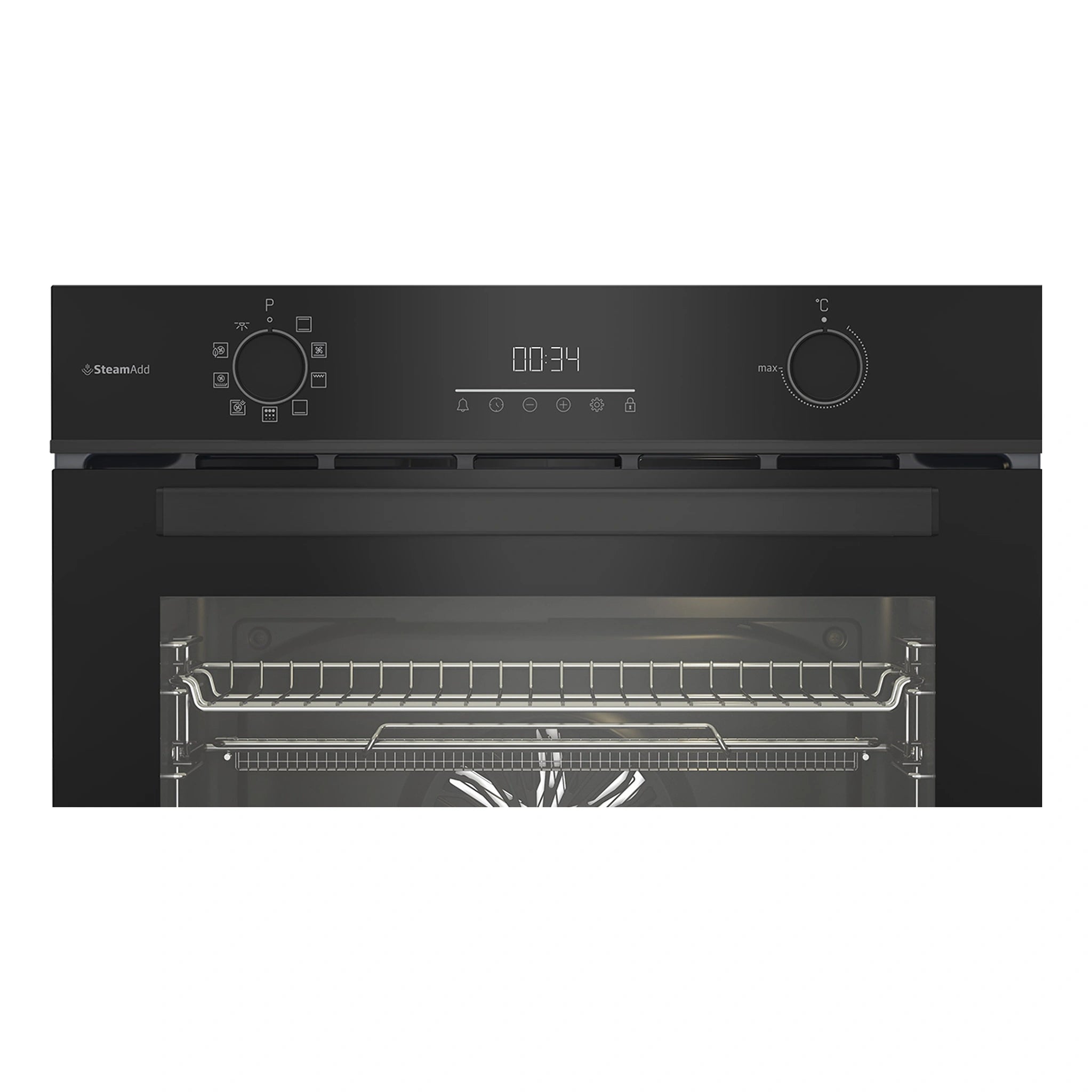 Beko Aero Perfect Built-In Oven 60cm with Air Fry, Steam Add & Pyrolytic Cleaning BBO6851PDX1, Control Panel View