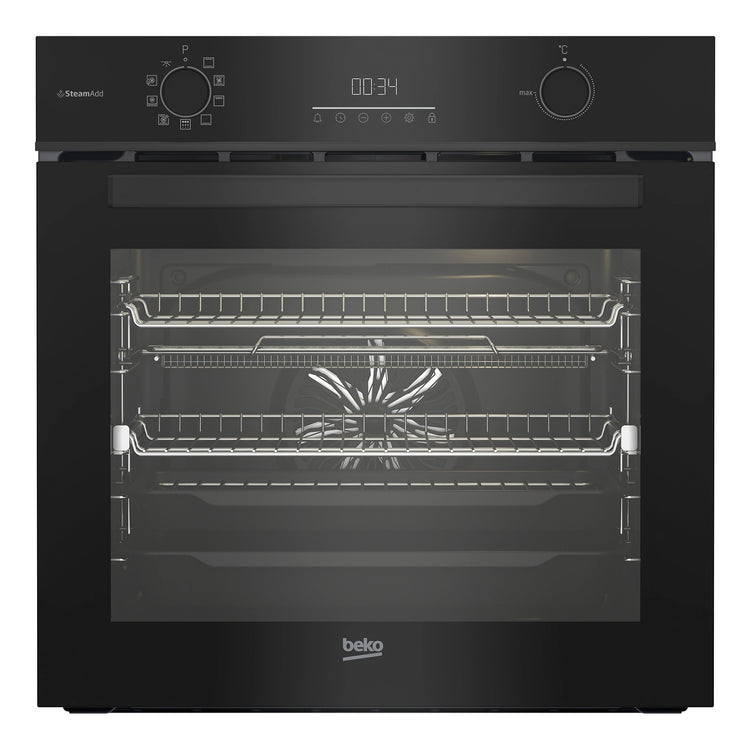 Beko Aero Perfect Built-In Oven 60cm with Air Fry, Steam Add & Pyrolytic Cleaning BBO6851PDX1, Front View