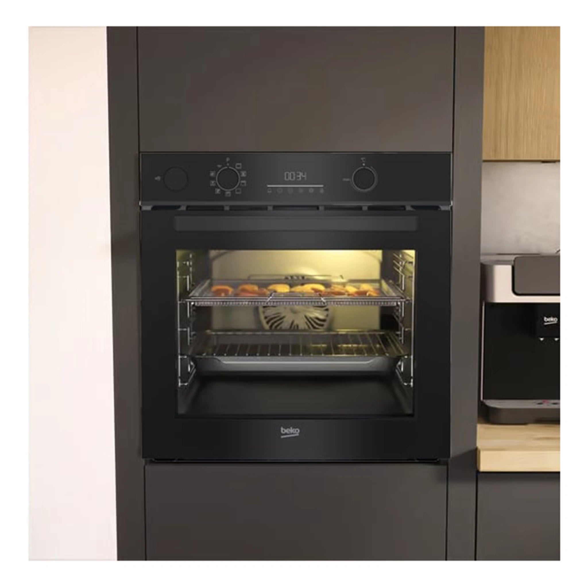 Beko Aero Perfect Built-In Oven 60cm with Air Fry, Steam Add & Pyrolytic Cleaning BBO6851PDX1, Lifestyle View 3