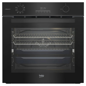 Beko 60cm Pyrolytic Multifunction Oven with Steam Add and Air Fry BBO6851PDX, Front View