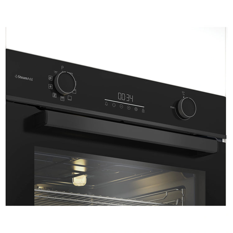 Beko 60cm Pyrolytic Multifunction Oven with Steam Add and Air Fry BBO6851PDX, Side View