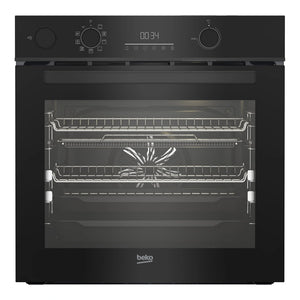 Beko 60cm Built-In Oven with Airfry Steam Assist &amp; Pyrolytic Cleaning BBO6851PSDX, Front View