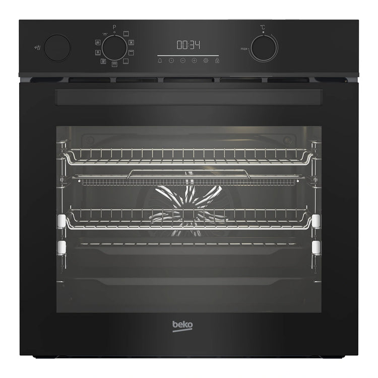 Beko 60cm Built-In Oven with Airfry Steam Assist &amp; Pyrolytic Cleaning BBO6851PSDX, Front View