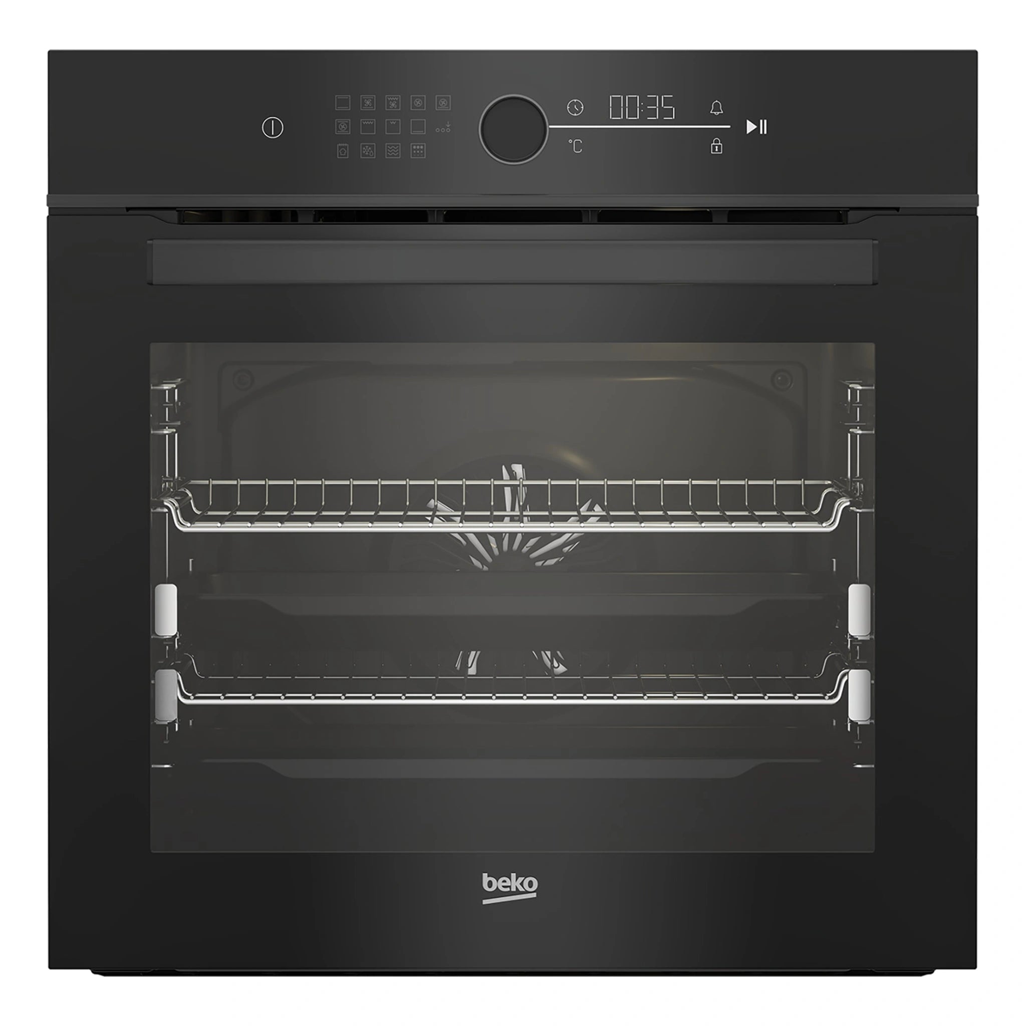 Beko 60cm Multi Function Pyrolytic Oven with Meat Probe & Airfry BBO6852PDX, Front View
