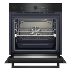 Beko 60cm Multi Function Steam Assisted Black BBO6852SDX, Front View With Door Open