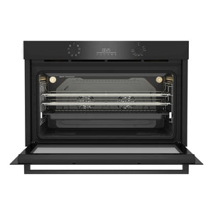 Beko 90cm Twin Fan Multifunction Built-in Oven BBO91271MDX, Front View with Door Open