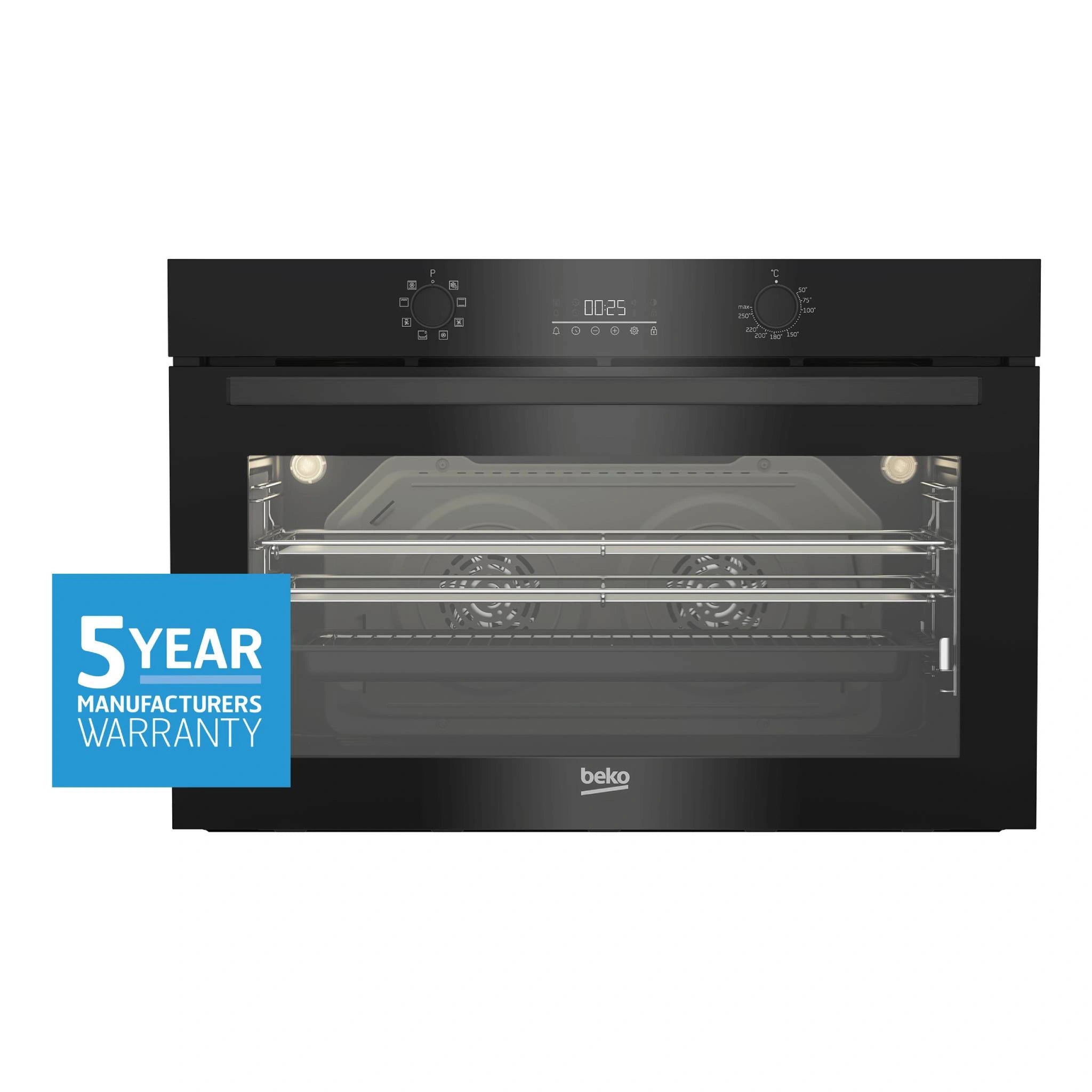 Beko 90cm Twin Fan Multifunction Built-in Oven BBO91271MDX, Warranty