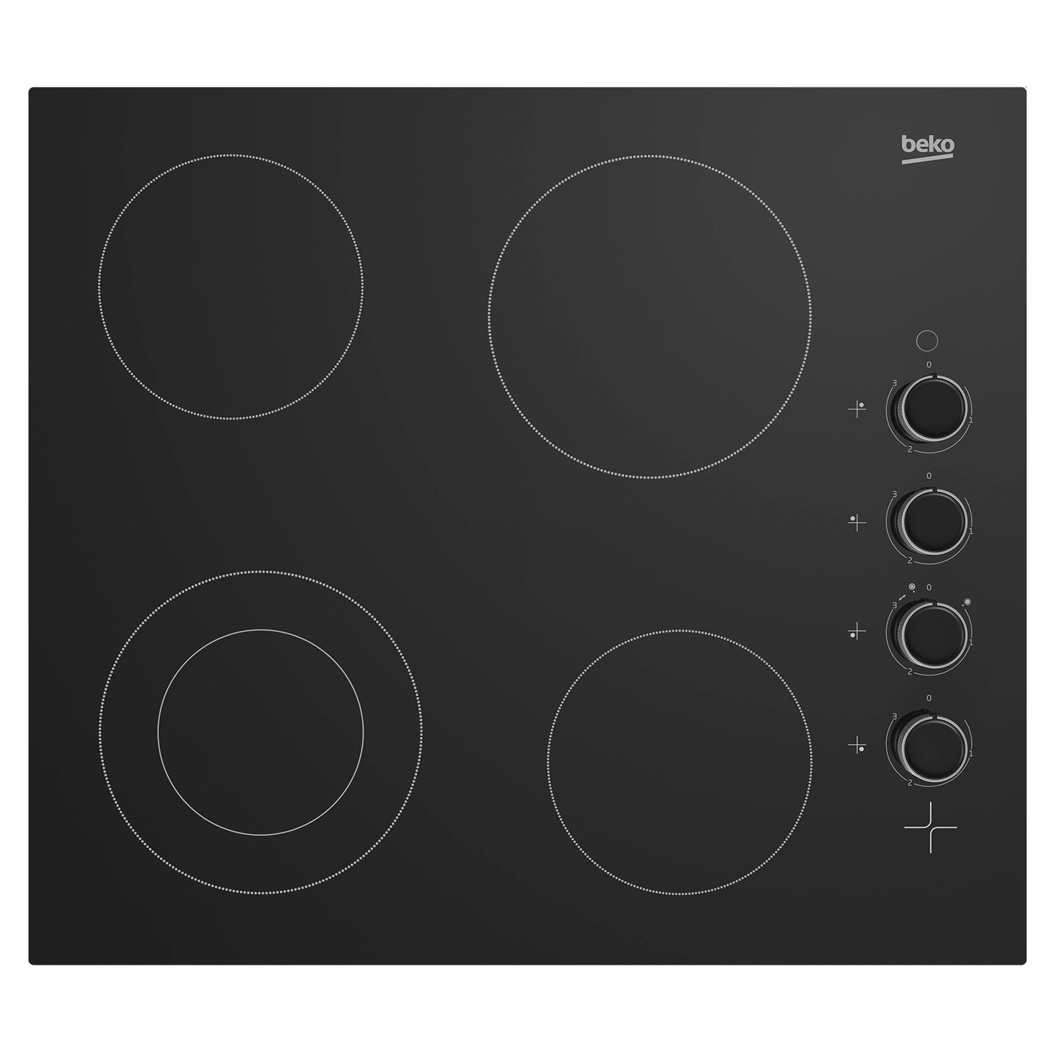 Beko 60cm Vitro Ceramic Built-In Cooktop BCT601CG, Front View
