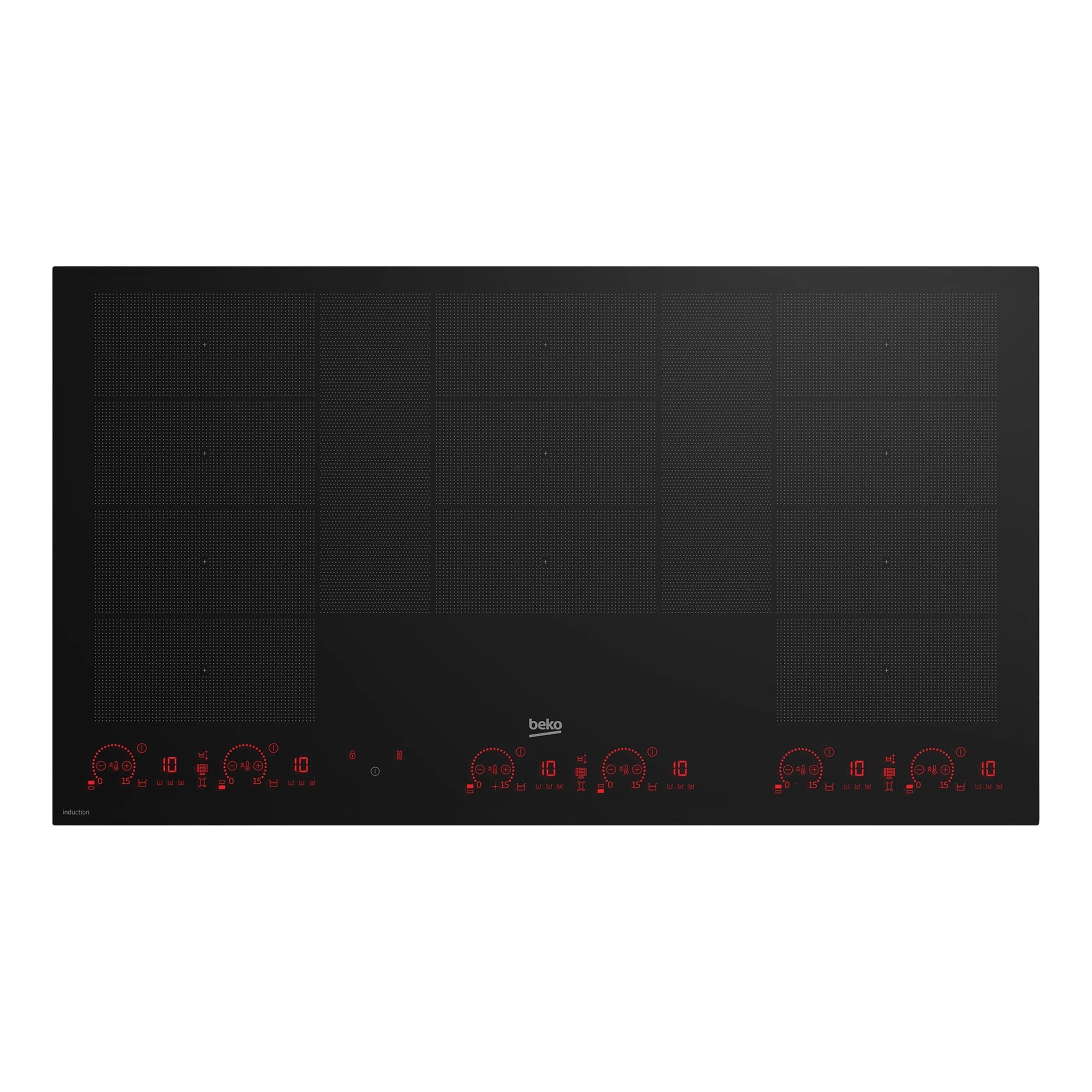 Beko Flexy Induction 90cm Built-In Cooktop with Luminous Control BCT904IG, Top View