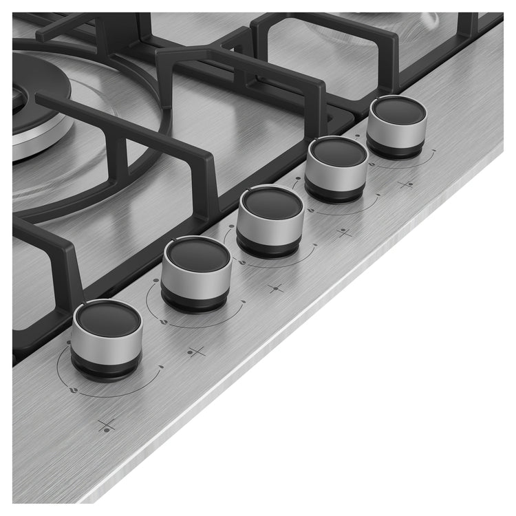 Beko 90cm Built-In Natural Gas Cooktop With 5 Burners BCT90GX1, Control Panel View