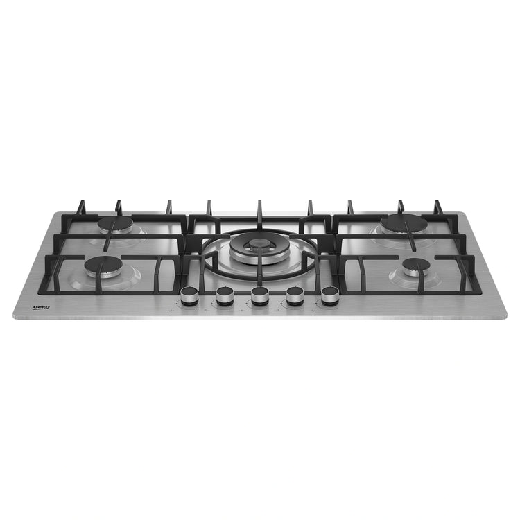 Beko 90cm Built-In Natural Gas Cooktop With 5 Burners BCT90GX1, Top View