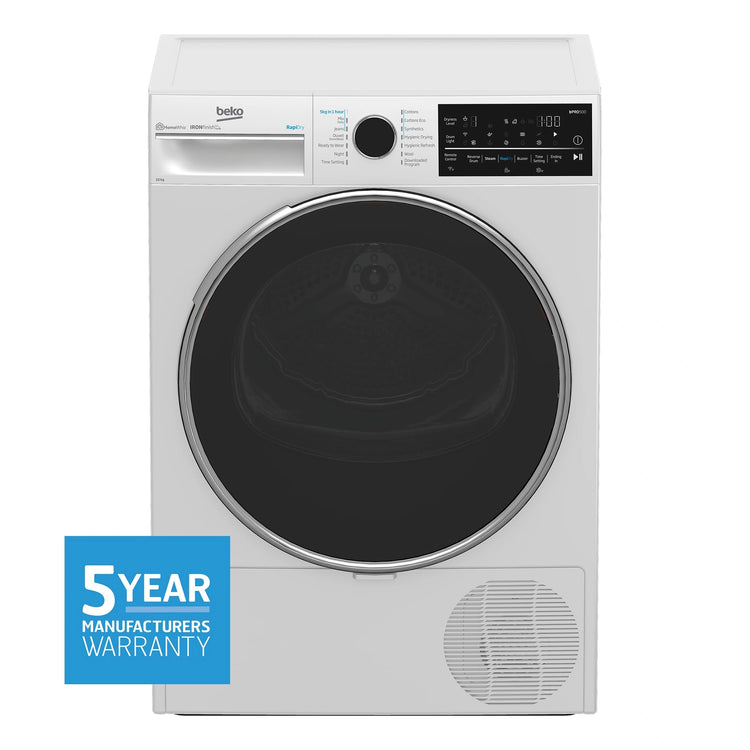 Beko 10 kg Hybrid Heat Pump with Steam & Wi-Fi BDPB104HW, Front View 2