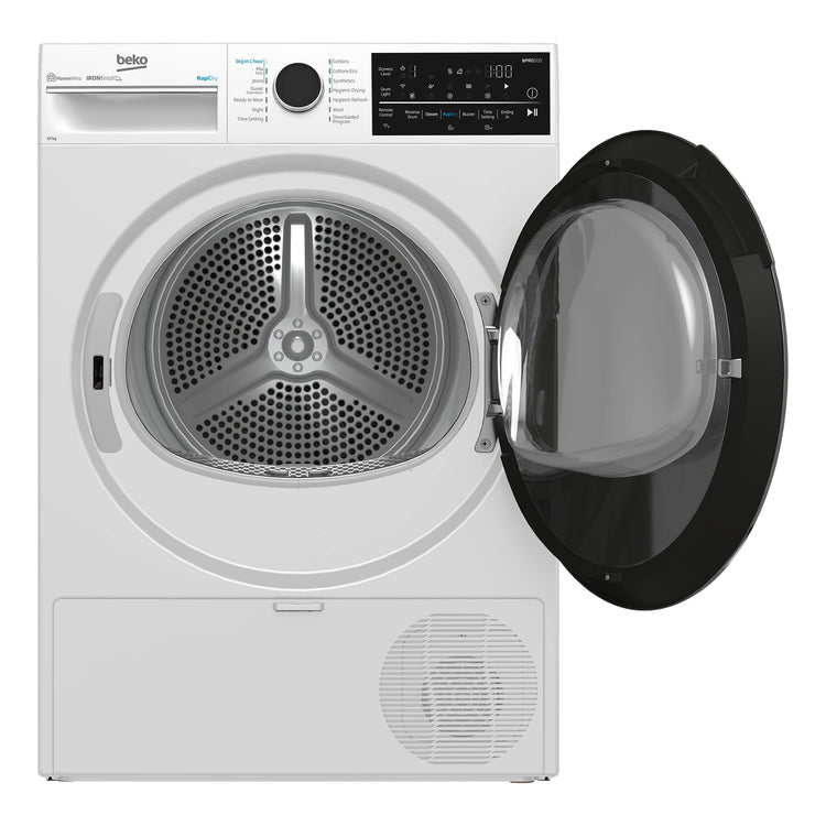 Beko 10 kg Hybrid Heat Pump with Steam & Wi-Fi BDPB104HW, Front View Door Open