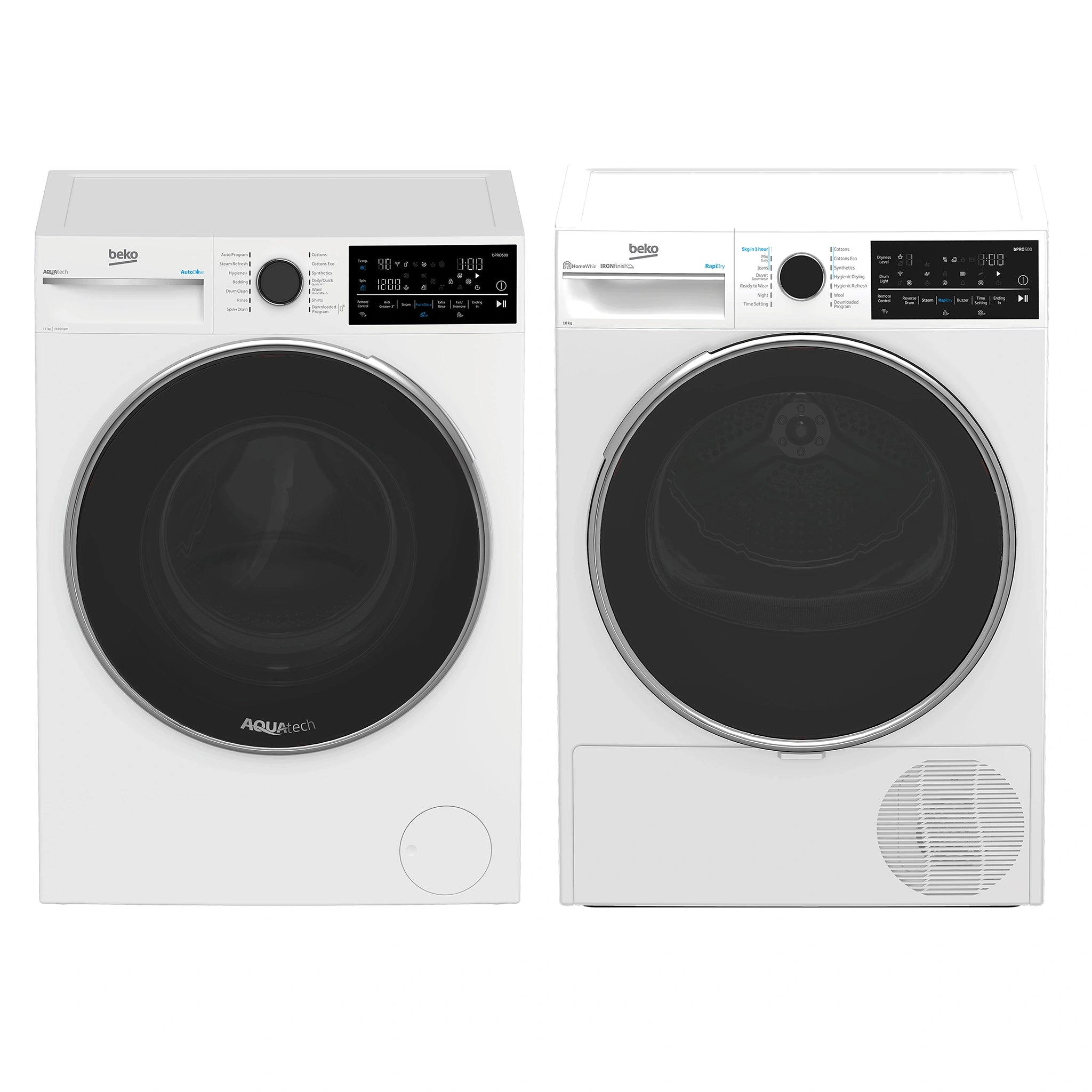 Beko 10 kg Hybrid Heat Pump with Steam & Wi-Fi BDPB104HW, Laundry Perfect Pair