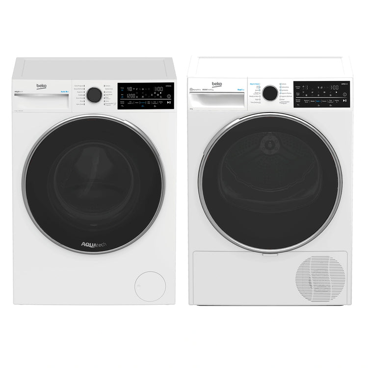 Beko 10 kg Hybrid Heat Pump with Steam & Wi-Fi BDPB104HW, Laundry Perfect Pair