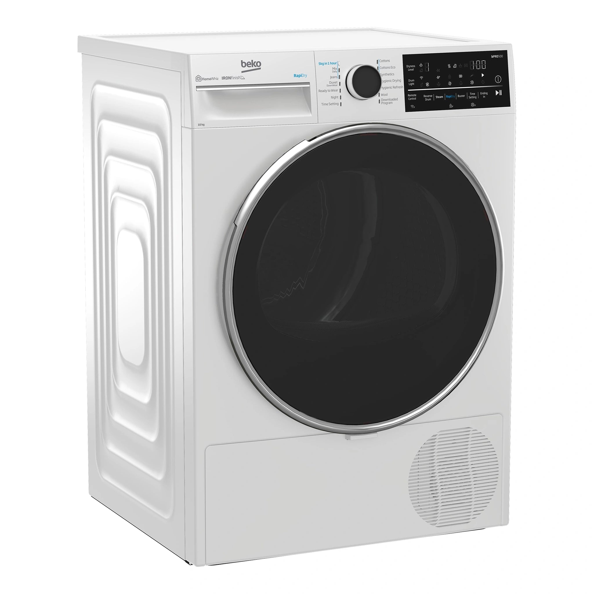 Beko 10 kg Hybrid Heat Pump with Steam & Wi-Fi BDPB104HW, Left Side View