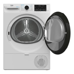 Beko 8kg Heat Pump Tumble Dryer with Steam & Wi-Fi – White BDPB802SW, Front View With Door Open