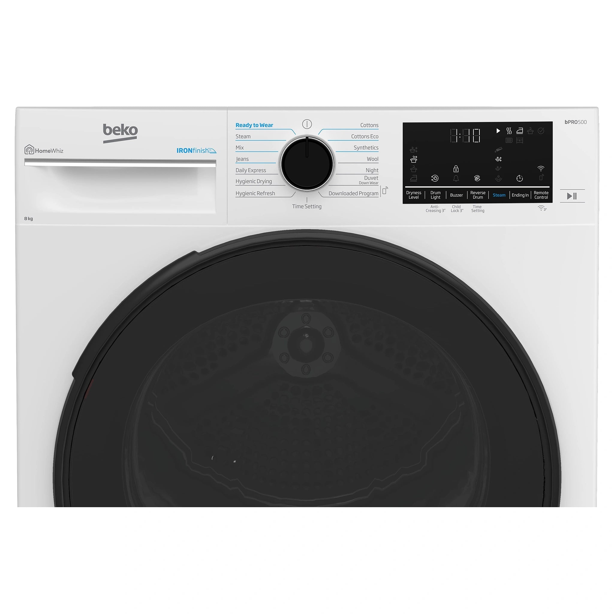 Beko 8kg Heat Pump Dryer BDPB803SW, Control Panel View 2