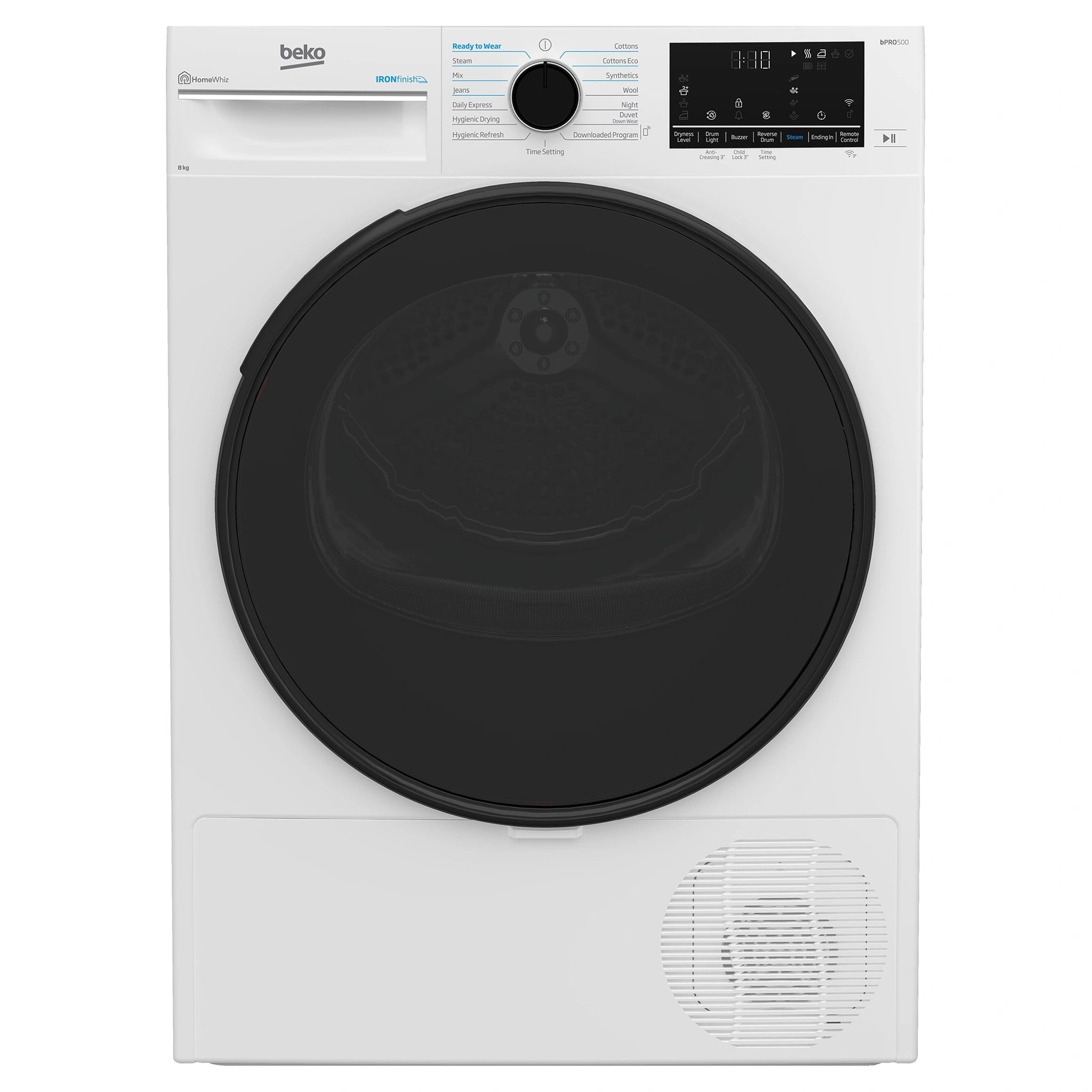 Beko 8kg Heat Pump Dryer BDPB803SW, Front View 2