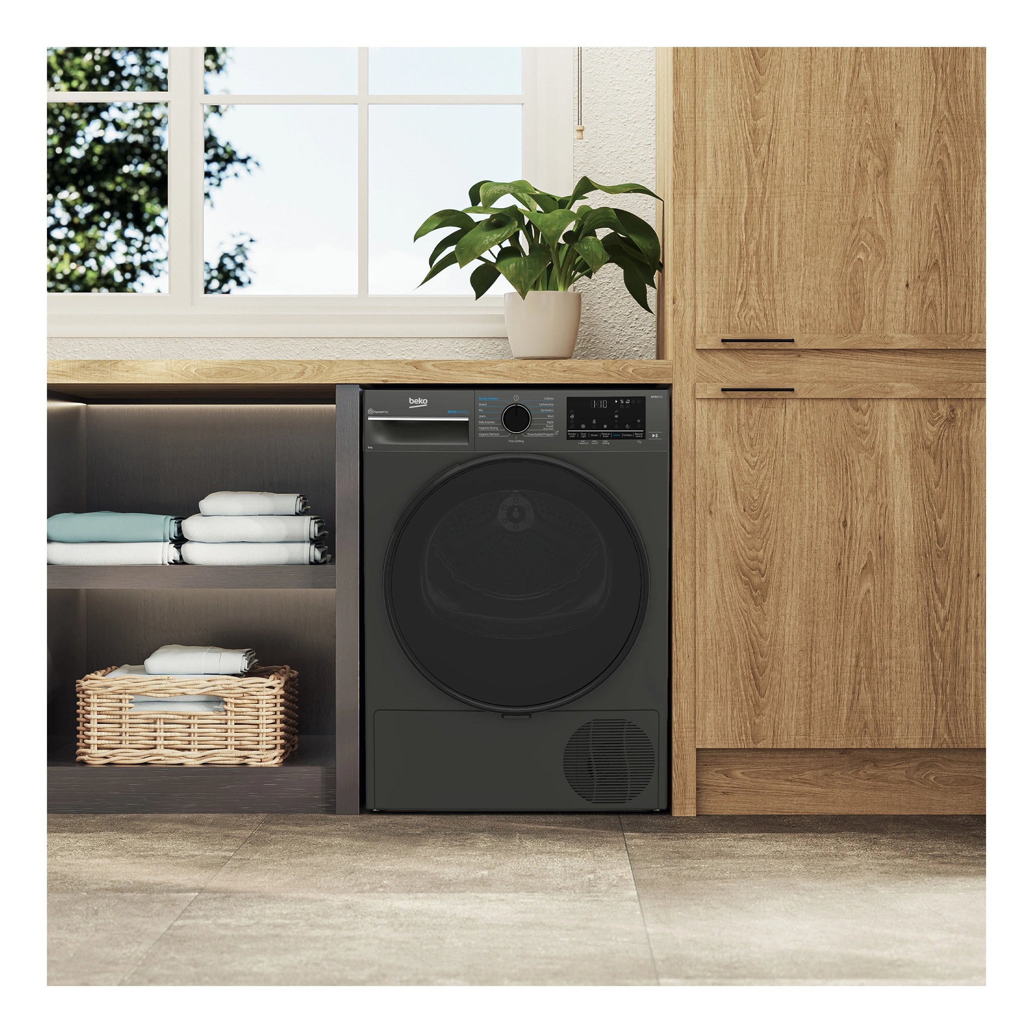 Beko 9kg Graphite Heat Pump Dryer with Steam & WiFi BDPB903SG, Life Style