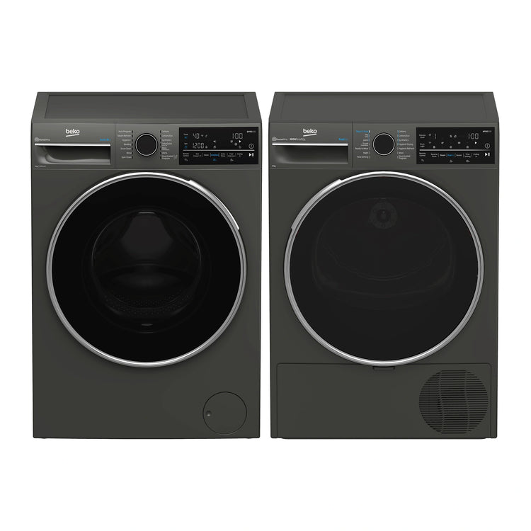 Beko 9 kg Hybrid Heat Pump with Steam & Wi-Fi BDPB904HG, Laundry Perfect Pair