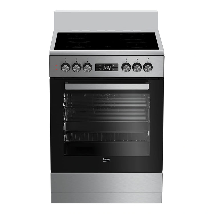 Beko 60cm Electric Stainless Steel Freestanding Oven BFC60VMX1, Front View