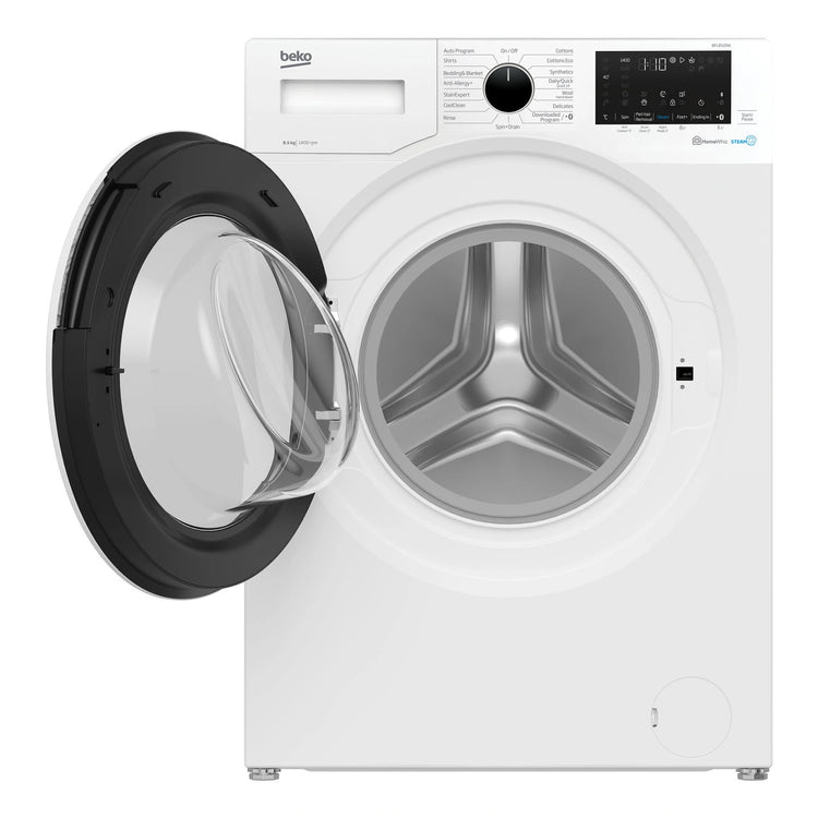 Beko 8.5 kg SteamCure Washing Machine with Bluetooth BFL8520W, Door Open